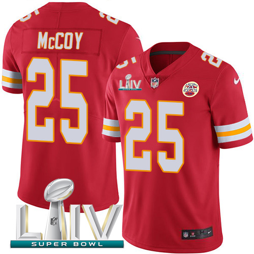 Kansas City Chiefs Nike #25 LeSean McCoy Red Super Bowl LIV 2020 Team Color Youth Stitched NFL Vapor Untouchable Limited Jersey